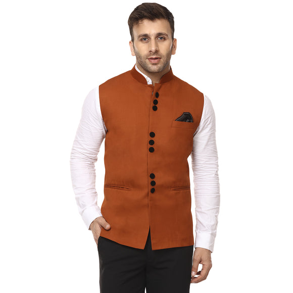 Veera Paridhaan Plain Chinese Collar Sleeveless Cotton Poly Nehru Jacket