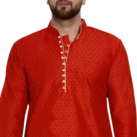 Veera Paridhaan Men's Ethnic Jacquard Full Sleeve Printed Long kurta Set