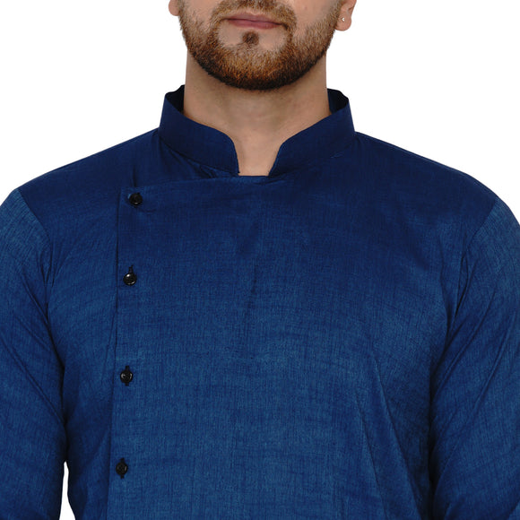 Veera Paridhaan Men's Rayon Side Pattern Full Sleeve long Straight kurta