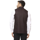 Veera Paridhaan Checkered Chinese Collar Sleeveless Cotton jute Nehru Jacket-10