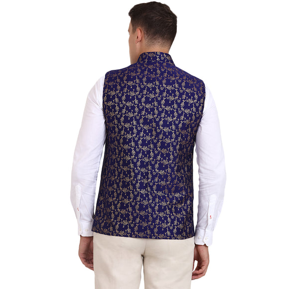 Veera Paridhaan Blue Banarasi Print Nehru Jacket