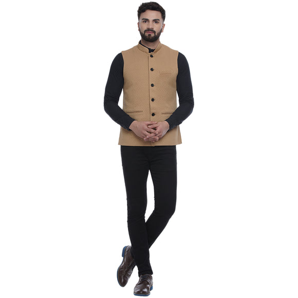 Veera Paridhaan Brown Quilted Nehru Jacket