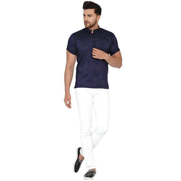 Veera Paridhaan Men's Rayon Half Sleeve Short kurta