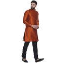 Veera Paridhaan Men's Ethnic Orange Jacquard Printed  Long  Straight Kurta-5