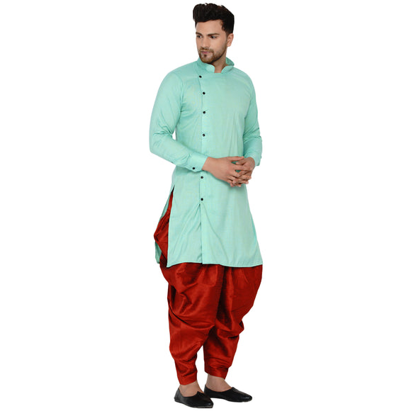 Veera Paridhaan Men's Rayon Side Pattern Full Sleeve long Straight kurta