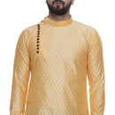 Veera Paridhaan Men's Ethnic Yellow Jacquard Printed  Long  Straight Kurta-9