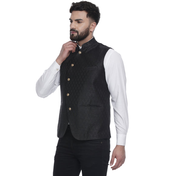 Veera Paridhaan  Jacquard Printed  Silk Nehru Jacket