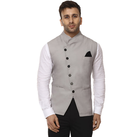 Veera Paridhaan Plain Chinese Collar Sleeveless Cotton Poly Nehru Jacket