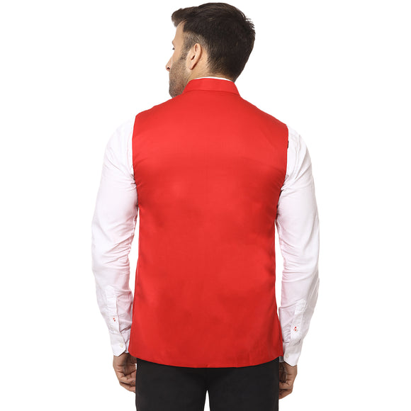 Veera Paridhaan Plain Chinese Collar Sleeveless Cotton Poly Nehru Jacket