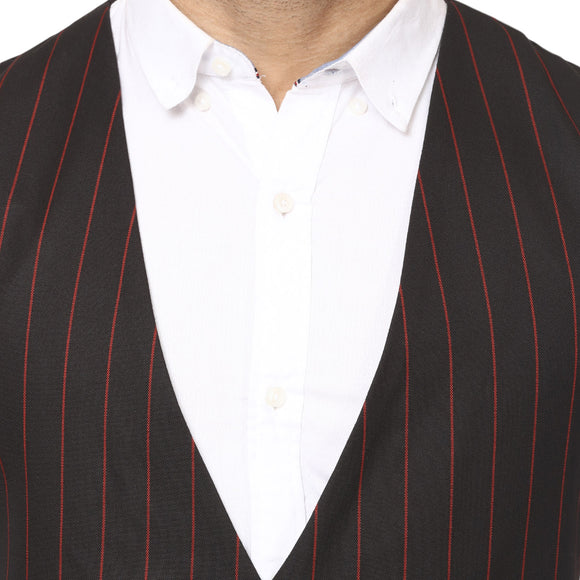 Veera Paridhaan Striped Round Neck Sleeveless Cotton Poly Waist Coat