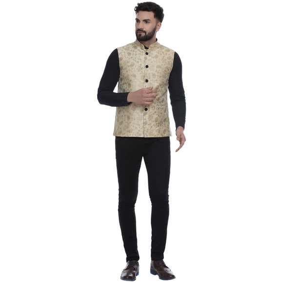 Veera Paridhaan  Jacquard Printed  Silk Nehru Jacket