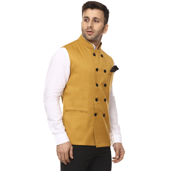 Veera Paridhaan Plain Chinese Collar Sleeveless Cotton Poly Nehru Jacket