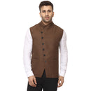 Veera Paridhaan Plain Chinese Collar Sleeveless Cotton Poly Nehru Jacket-9