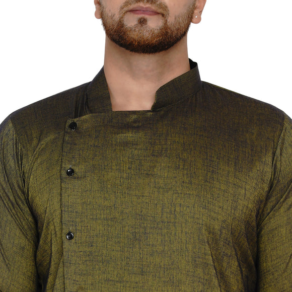Veera Paridhaan Men's Rayon Side Pattern Full Sleeve long Straight kurta
