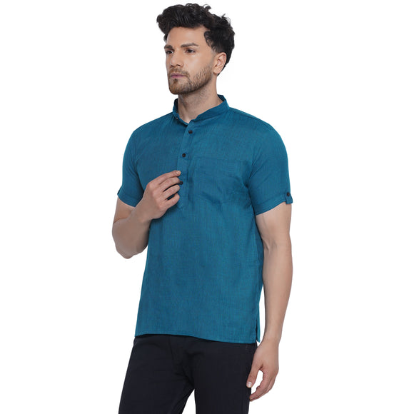 Veera Paridhaan Solid Rayon Half Sleeve Short Kurta for Men