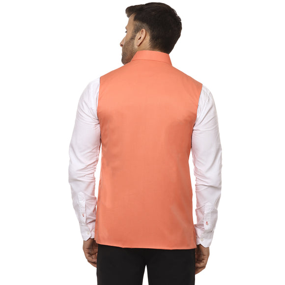 Veera Paridhaan Plain Chinese Collar Sleeveless Cotton Poly Nehru Jacket