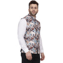 Veera Paridhaan Multi Print Pure cotton knitted Blue Nehru Jacket-15