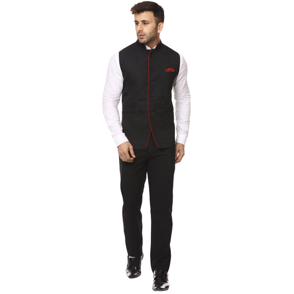 Veera Paridhaan Plain Chinese Collar Sleeveless Cotton Poly Nehru Jacket