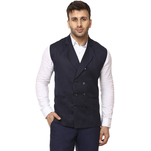 Veera Paridhaan Plain Chinese Collar Sleeveless Cotton Poly Waist Coat