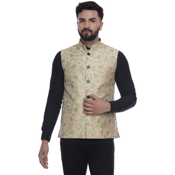 Veera Paridhaan  Jacquard Printed  Silk Nehru Jacket