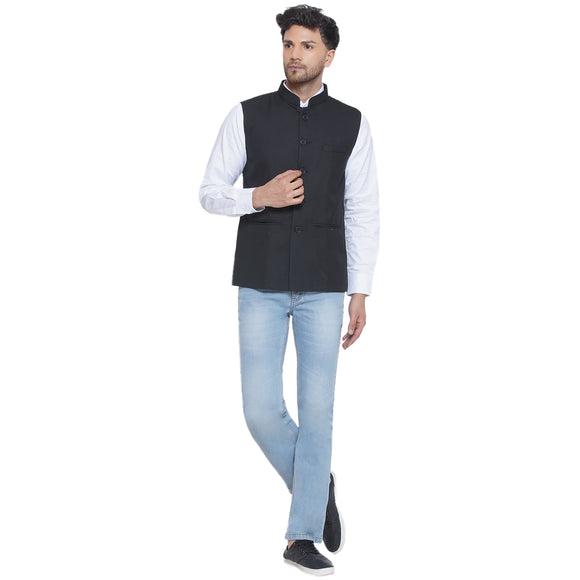 Veera Paridhaan Solid Slub Nehru Jacket for Men