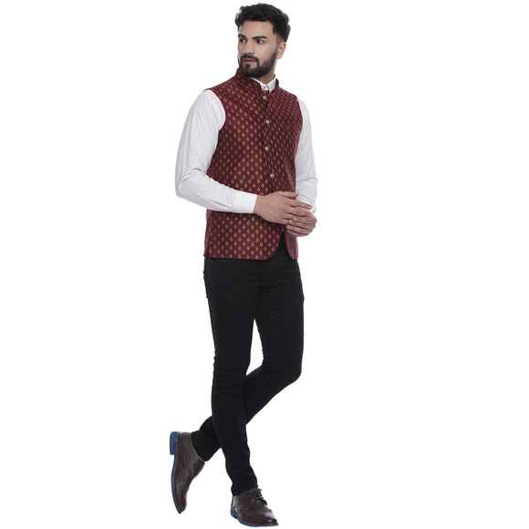 Veera Paridhaan  Jacquard Printed  Silk Nehru Jacket