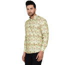 Veera Paridhaan Men's Cotton Printed Full Sleeve Short kurta-41