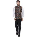 Veera Paridhaan Jute Multi Print Blue Nehru Jacket-5
