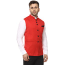 Veera Paridhaan Plain Chinese Collar Sleeveless Cotton Poly Nehru Jacket-31