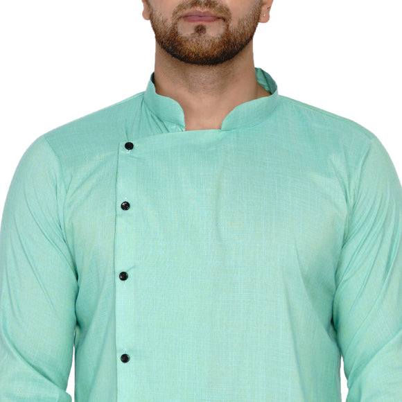 Veera Paridhaan Men's Rayon Side Pattern Full Sleeve long Straight kurta