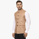 Veera Paridhaan Checkered Chinese Collar Sleeveless Cotton jute Nehru Jacket-3
