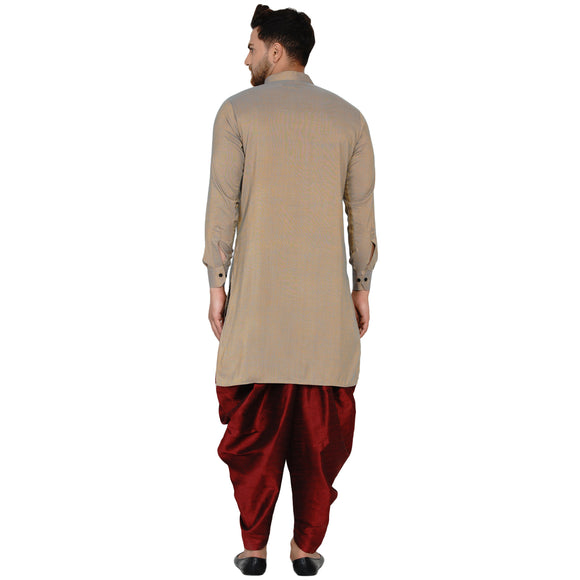 Veera Paridhaan Men's Rayon Side Pattern Full Sleeve long Straight kurta