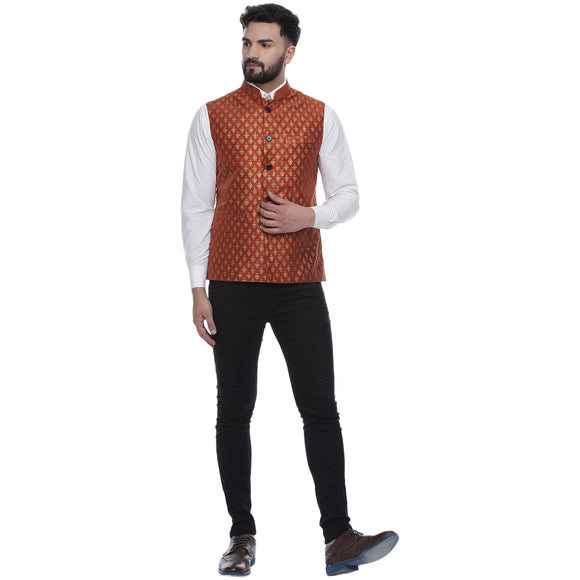 Veera Paridhaan  Jacquard Printed  Silk Nehru Jacket