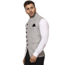 Veera Paridhaan Plain Chinese Collar Sleeveless Cotton Poly Nehru Jacket-22