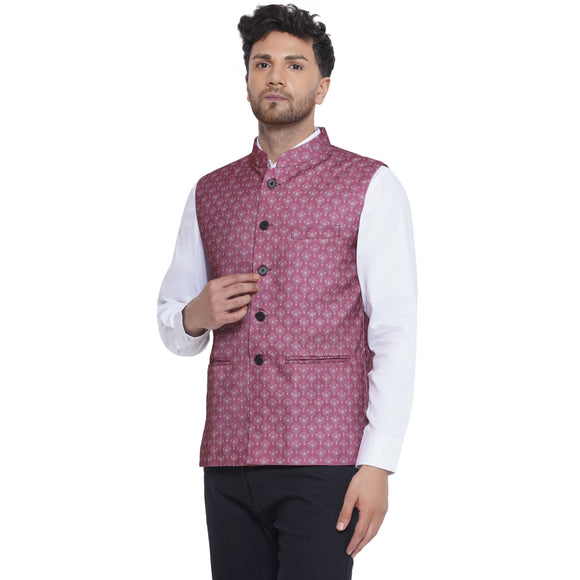 Veera Paridhaan Jacquard Printed Nehru Jacket for Men