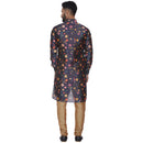 Veera Paridhaan Men's Blue Multi Print Zig Zag Long Silk Kurta-4