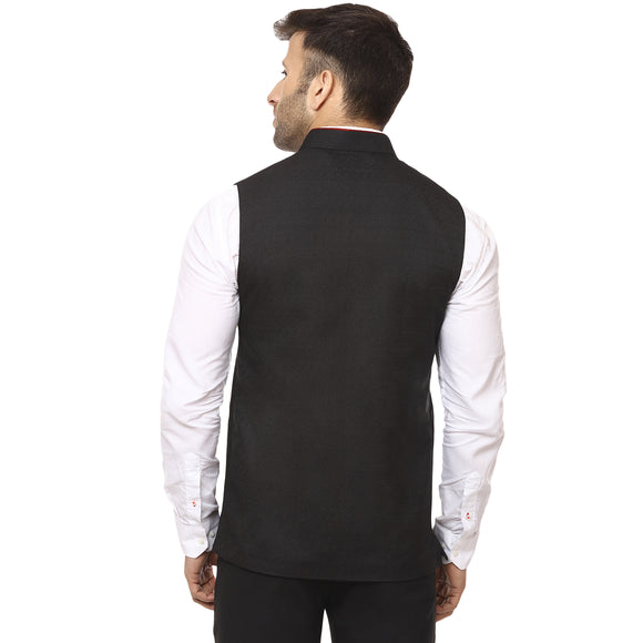 Veera Paridhaan Plain Chinese Collar Sleeveless Cotton Poly Nehru Jacket