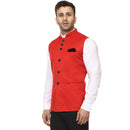 Veera Paridhaan Plain Chinese Collar Sleeveless Cotton Poly Nehru Jacket-23