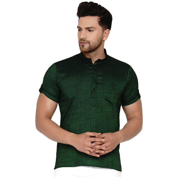 Veera Paridhaan Men's Rayon Half Sleeve Short kurta
