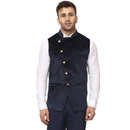 Veera Paridhaan Plain Chinese Collar Sleeveless Velvet Nehru Jacket-2