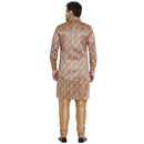 Veera Paridhaan Men's Ethnic  Beige Jacquard Multi print Side Button Long  Asymmetric  Kurta-7