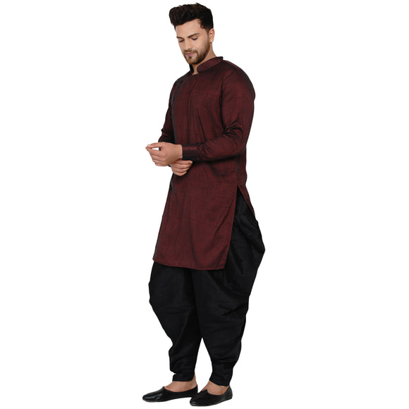 Veera Paridhaan Men's Rayon Side Pattern Full Sleeve long Straight kurta