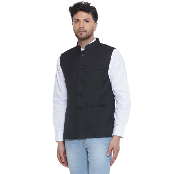 Veera Paridhaan Solid Slub Nehru Jacket for Men