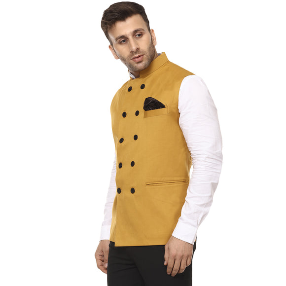 Veera Paridhaan Plain Chinese Collar Sleeveless Cotton Poly Nehru Jacket