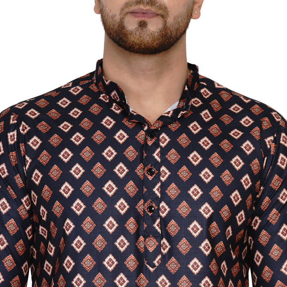 Veera Paridhaan Men's Cotton Printed Full Sleeve Short kurta