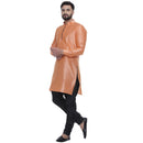Veera Paridhaan Men's Ethnic Peach Jacquard Printed  Long  Straight Kurta-3