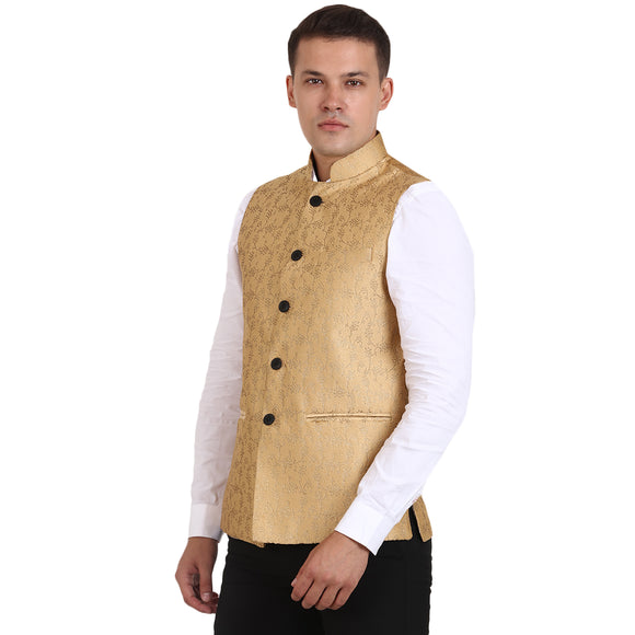 Veera Paridhaan Golden Banarasi Print Nehru Jacket