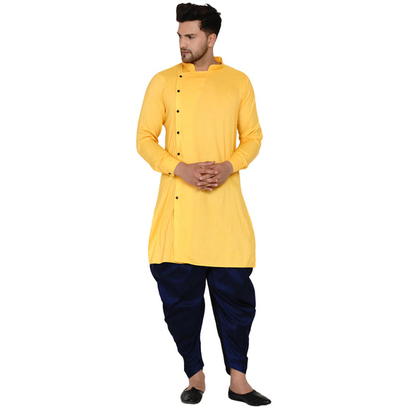Veera Paridhaan Men's Rayon Side Pattern Full Sleeve long Straight kurta
