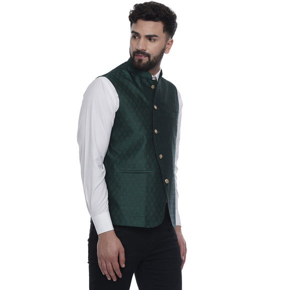 Veera Paridhaan  Jacquard Printed  Silk Nehru Jacket