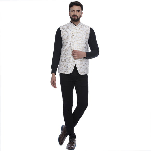 Veera Paridhaan  Jacquard Printed  Silk Nehru Jacket